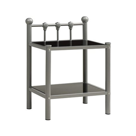 Noční stolek šedý a černý 45 x 34,5 x 60,5 cm kov a sklo SHUMEE