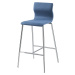 Barová židle EVORA, s čalouněním, pochromovaný podstavec, modrý melír
