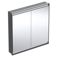 Geberit ONE - Zrcadlová skříňka s LED osvětlením, 900x900x150 mm, 2 dvířka, vestavná, matná čern