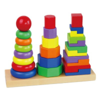 VIGA - Dřevěné barevné pyramidy pro děti Viga