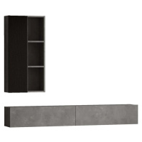 Černo-šedý TV stolek v dekoru betonu 175x25x27 cm – Kalune Design