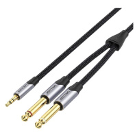 Kabel mini jack 3,5 mm na 2x jack 6,5 mm Vention BARHG 1,5 m (šedý)