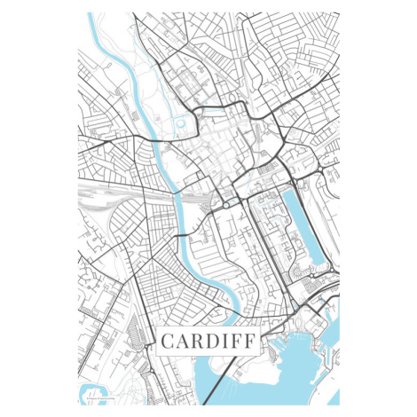 Mapa Cardiff white, 26.7 × 40 cm