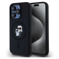 Karl Lagerfeld Liquid Silicone Karl and Choupette Magsafe zadní kryt iPhone 15 Pro černý