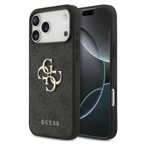 Guess PU 4G Metal Logo Zadní Kryt pro iPhone 17 Pro Max Grey