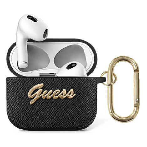 Guess GUA3SASMK pouzdro na AirPods 3. Generace black Saffiano Script Metal Collection