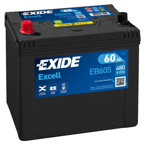 Autobaterie EXIDE Excell 60Ah, 390A, 12V, EB605