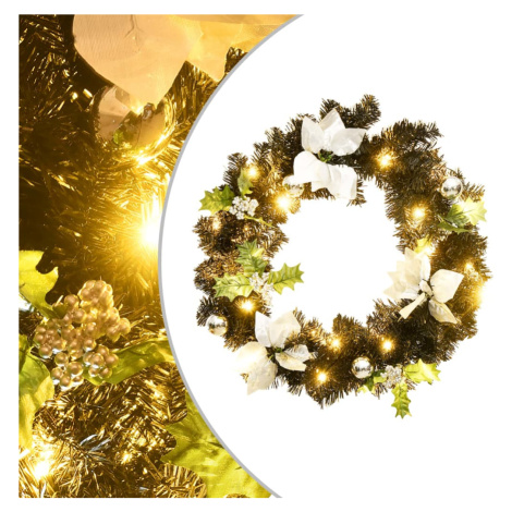 vidaXL Vánoční věnec s LED diodami černý 60 cm PVC