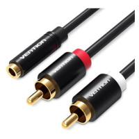 Vention 3.5mm Jack Female to 2x RCA Male Audio Cable 2m Black Metal Type