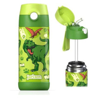 Jarlson Dětská nerezová termoláhev s brčkem CHARLI Dinosaurus 350 ml