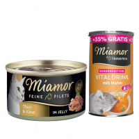 Miamor Feine Filets konzerva v želé 6 x 100 g + Miamor Vitaldrink 185 ml - tuňák & sýr v želé