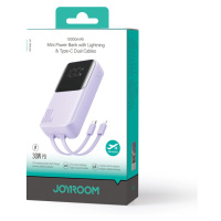 Joyroom mini powerbanka JR-PBC06 s integrovanými kabely USB-C / Lightning 30W 10000mAh - bílá