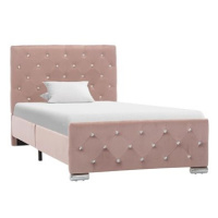 Rám postele růžový textil 90 × 200 cm, 286823