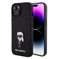 Karl Lagerfeld Fixed Glitter Metal Ikonik Zadní Kryt pro iPhone 15 Black