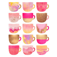 Ilustrace Pretty Pink Coffee Cups, Elisabeth Fredriksson, 30 × 40 cm