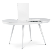 Jídelní stůl 110+40x110 cm, keramická deska bílý mramor, MDF. kov.nohy, bílý mat