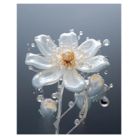 Obrazy na stěnu - Bílá kytka v kapkách deště Rozměr: 40x50 cm, Rámování: bez rámu a bez vypnutí 