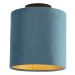 Stropní lampa s velurovým odstínem modrá se zlatem 20 cm - černá Combi