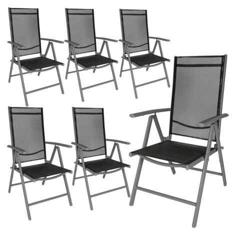 tectake 404364 6 zahradní židle hliníkové - antracit - antracit