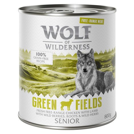 Wolf of Wilderness "Free-Range Meat" Senior 6 x 800 g - Senior Green Fields - jehněčí a kuřecí z