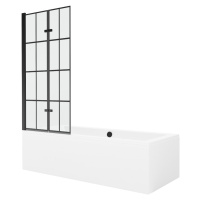 MEXEN/S Cube obdélníková vana 180 x 80 cm s panelem + vanová zástěna 80 cm, černá vzor 550518080