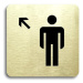 Accept Piktogram "WC muži vlevo nahoru" (80 × 80 mm) (zlatá tabulka - černý tisk bez rámečku)