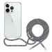 Spello Crossbody kryt se šňůrkou pro iPhone 15  transparentní / černobílá šňůrka