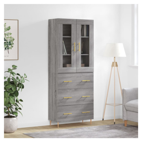 vidaXL Skříň highboard šedá sonoma 69,5 x 34 x 180 cm kompozitní dřevo