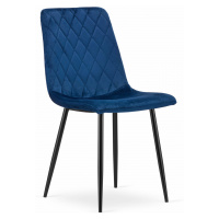 Modrá sametová židle TURIN s černými nohami