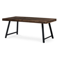 Jídelní stůl, 180x90x76 cm, MDF deska, dýha odstín borovice, kovové nohy, černý lak