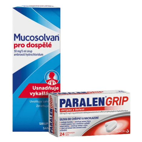 Mucosolvan ® pro dospělé 30 mg sirup 100 ml + Paralen ® Grip Chřipka a bolest 24 tablet