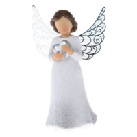 Dekorační soška Anděl se srdcem 12 cm, bílý