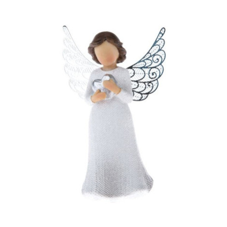 Dekorační soška Anděl se srdcem 12 cm, bílý Asko