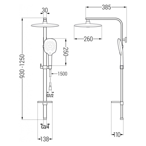 MEXEN/S Q22 chrom sprchový sloup 798222295-00