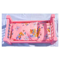 Dřevěná postel pro panenky růžová velká