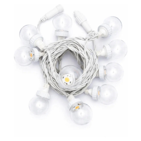 Easy Fix LED párty osvětlení 5 m venkovní, teple bílá 10 diod, průhledné baňky, bílý kabel IP44, DecoLED