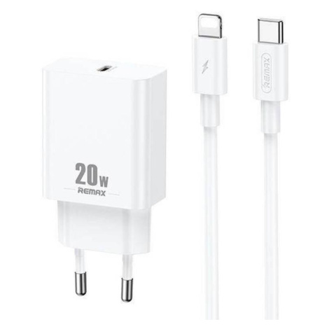 Síťová nabíječka Remax, RP-U5, USB-C, 20W (bílá) + kabel Lightning