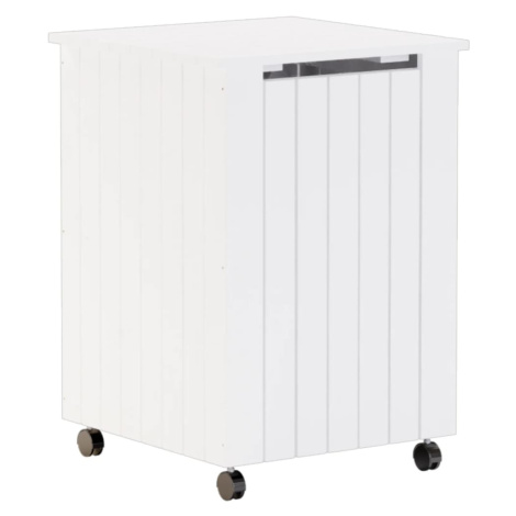 vidaXL Koš na prádlo na kolečkách RANA bílý 45x45x64 cm masiv borovice