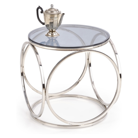 Konferenční stolek QUATINE typ B, kouřové sklo/stříbrná Halmar