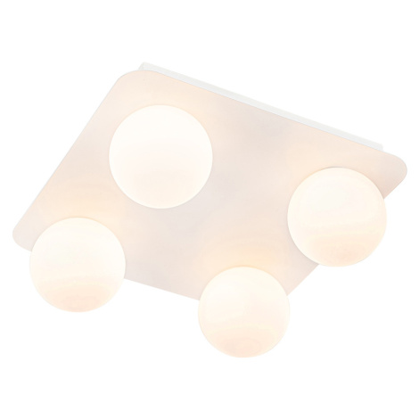 Moderní koupelnové stropní svítidlo bílé čtvercové 4-světlo - Cederic QAZQA