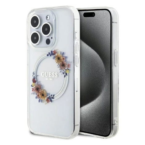 Kryt Guess GUHMP15XHFWFCT iPhone 15 Pro Max 6.7" transparent hardcase IML Flowers Wreatch MagSaf