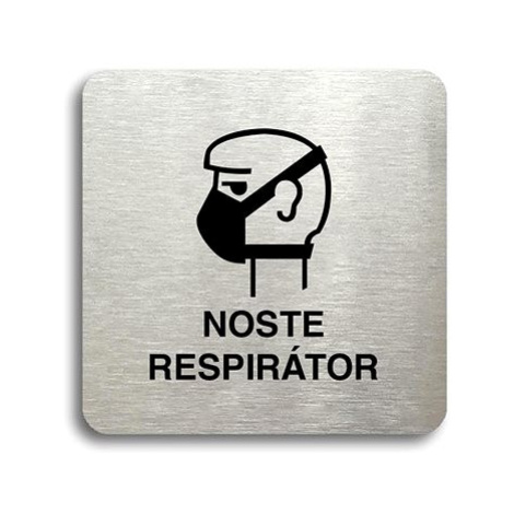 Accept Piktogram "noste respirátor II" (80 × 80 mm) (stříbrná tabulka - černý tisk bez rámečku)