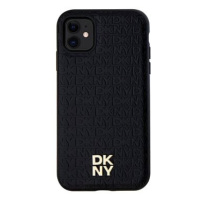 DKNY PU Leather Repeat Pattern Stack Logo MagSafe Zadní Kryt pro iPhone 11 Black