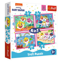 Trefl: Puzzle 4v1 - Baby shark - Žraločí rodinka