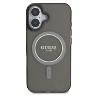 Zadní kryt Guess IML Glitter Ring MagSafe pro Apple iPhone 16, černá