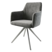 DELIFE Otočná židle Greg-Flex šedý samet křížová podnož zaoblená otočná nerezová ocel