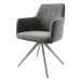 DELIFE Otočná židle Greg-Flex šedý samet křížová podnož zaoblená otočná nerezová ocel
