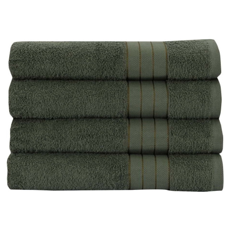 Tmavě zelené bavlněné ručníky v sadě 4 ks 50x100 cm – Good Morning