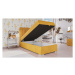 Čalouněná postel Charlize 90x200, žlutá, vč. matrace a topperu