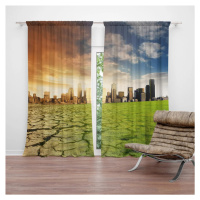 Závěs Vyprahlá zem před mrakodrapy: 2ks 140x250cm